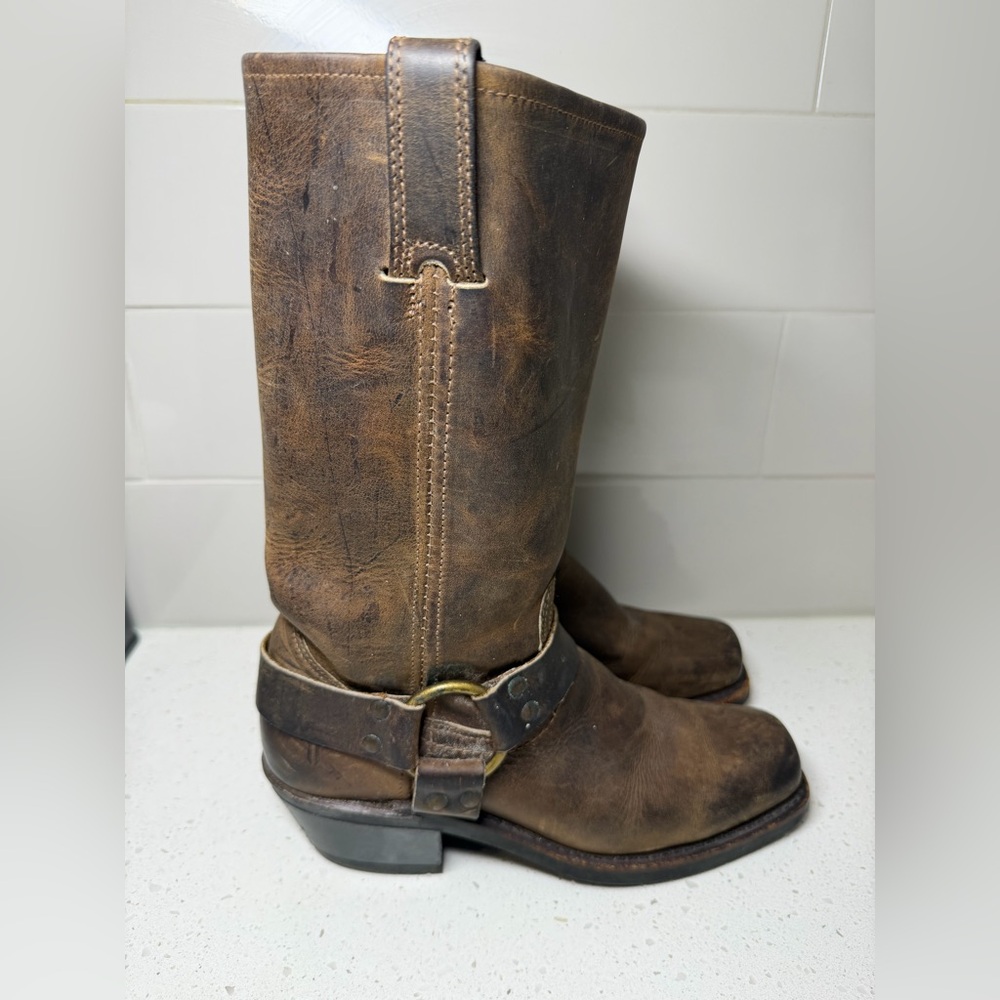 FRYE Boots 77300 7 Brown Leather Distressed Harness